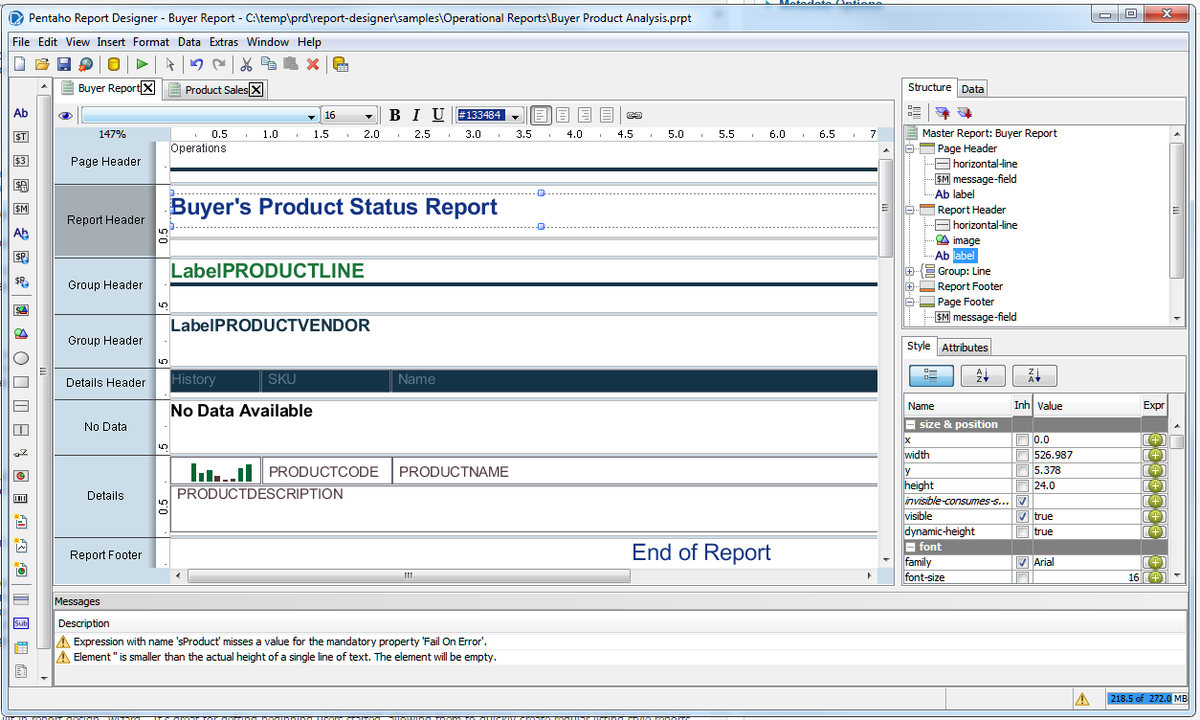 Pentaho Reporting